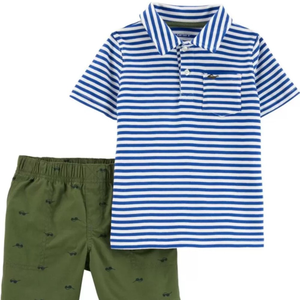 Carter's | Baby 2-Piece Striped Polo & Poplin Shor
